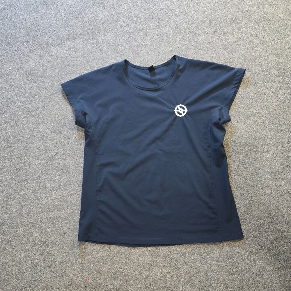 Helly Hansen Top Womens Size Large Blue Nylon Short Sleeve Embroidered Nautical